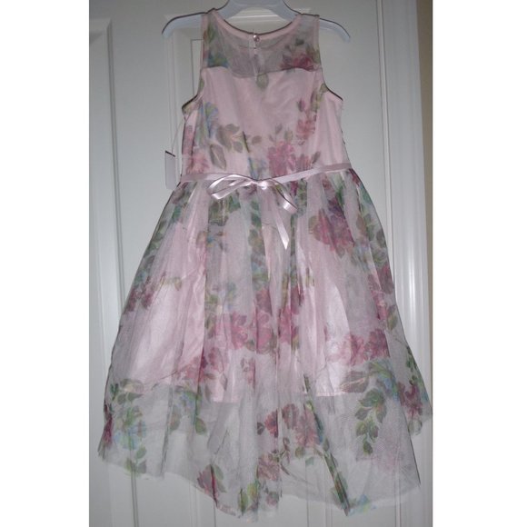Girls Lilt Pink Hi Lo Sheer Floral Party Dress Size Sm 6/6X Flowers Summer NWT - Picture 2 of 3